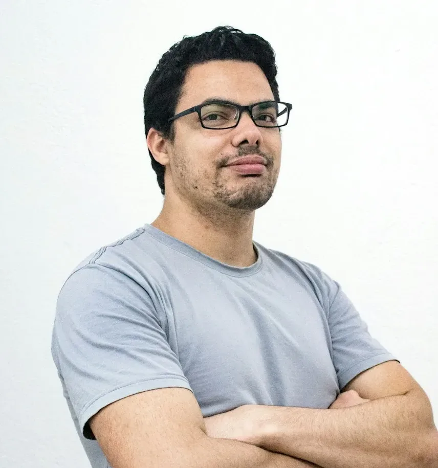 man crossing both arms